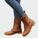 Patricia - Botas Ortopédicas de Cuero Estilo Militar para Mujer