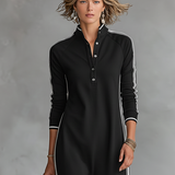 Vestido Maxi de Sudadera con Cuello de Botón