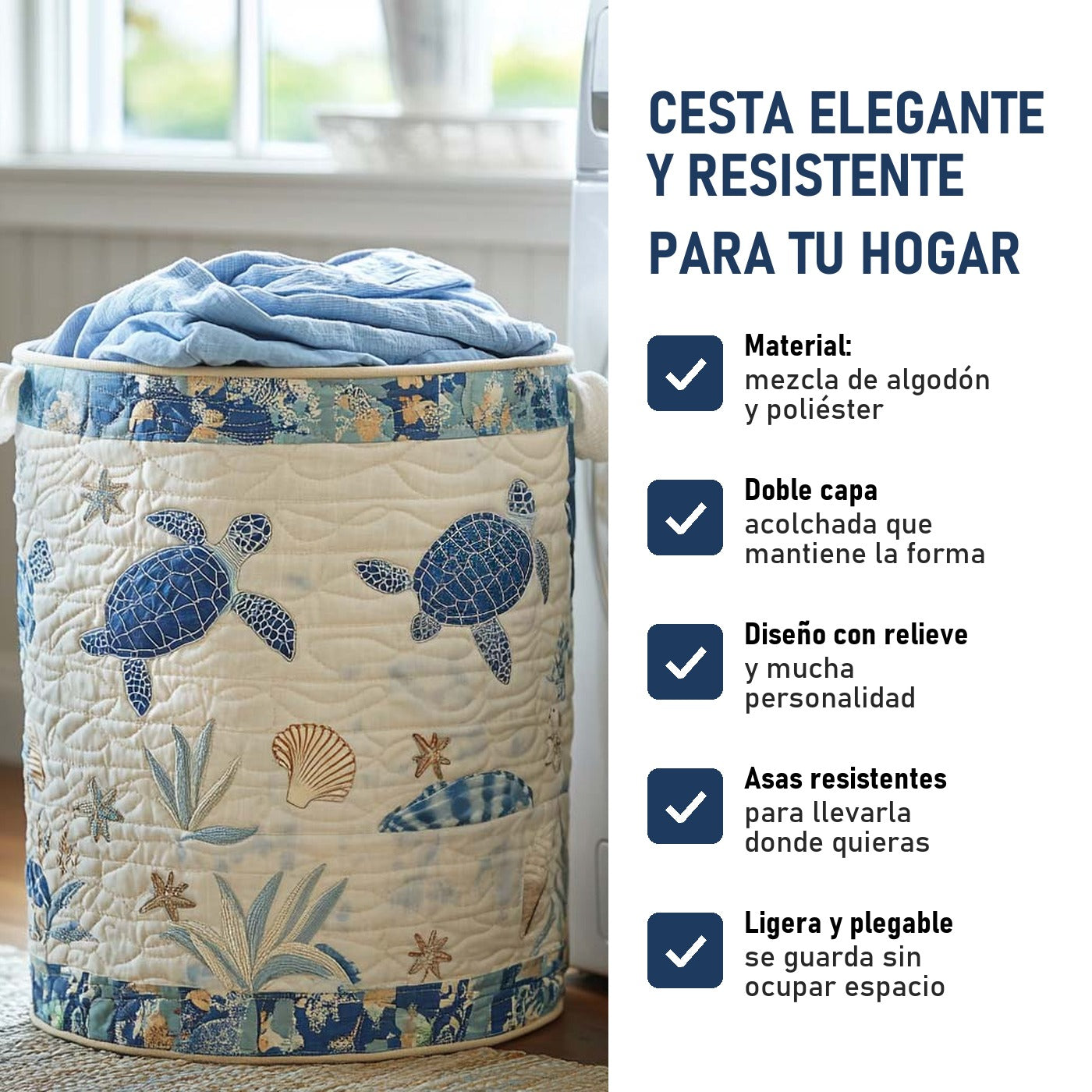 Calma Costera: cesta elegante y resistente, características