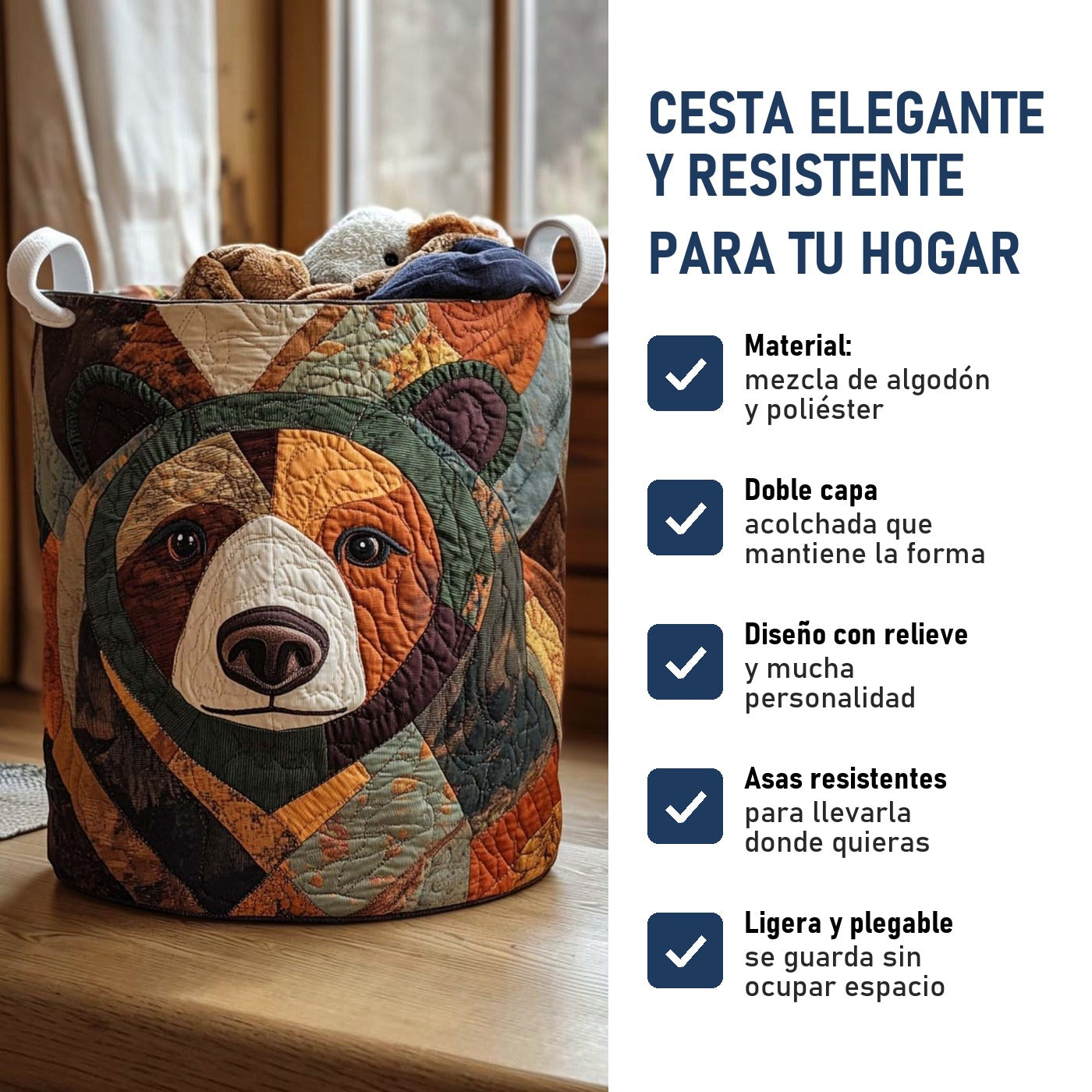 Huellas de Oso: cesta elegante y resistente, características