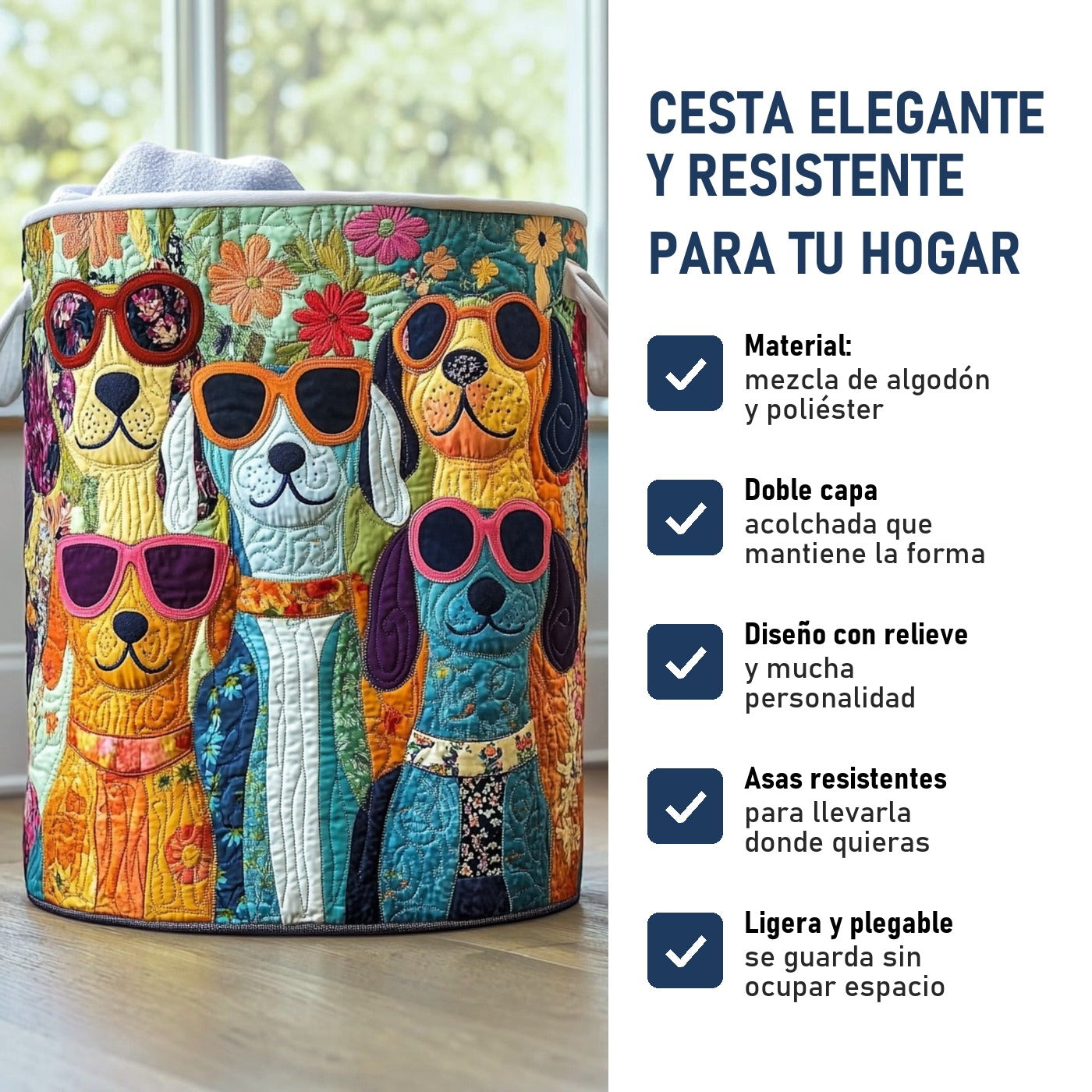 Perros Felices: cesta elegante y resistente, características