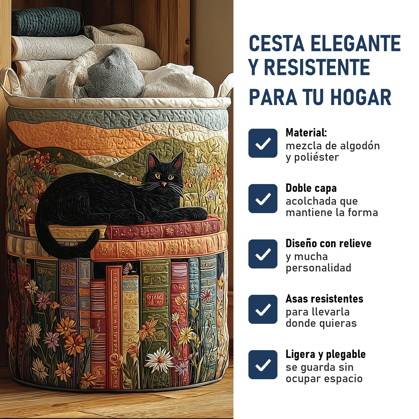 Gato Acogedor: cesta elegante y resistente, características