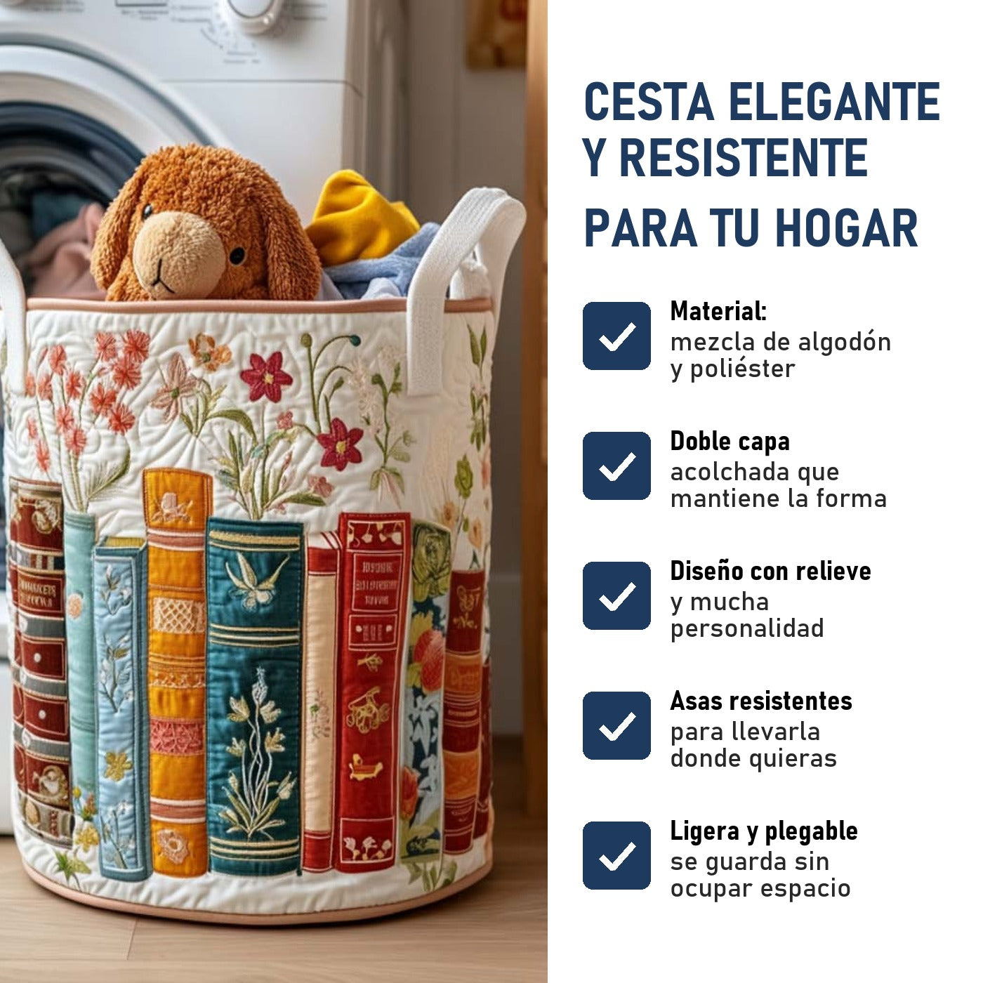 Escape Literario: cesta elegante y resistente, características