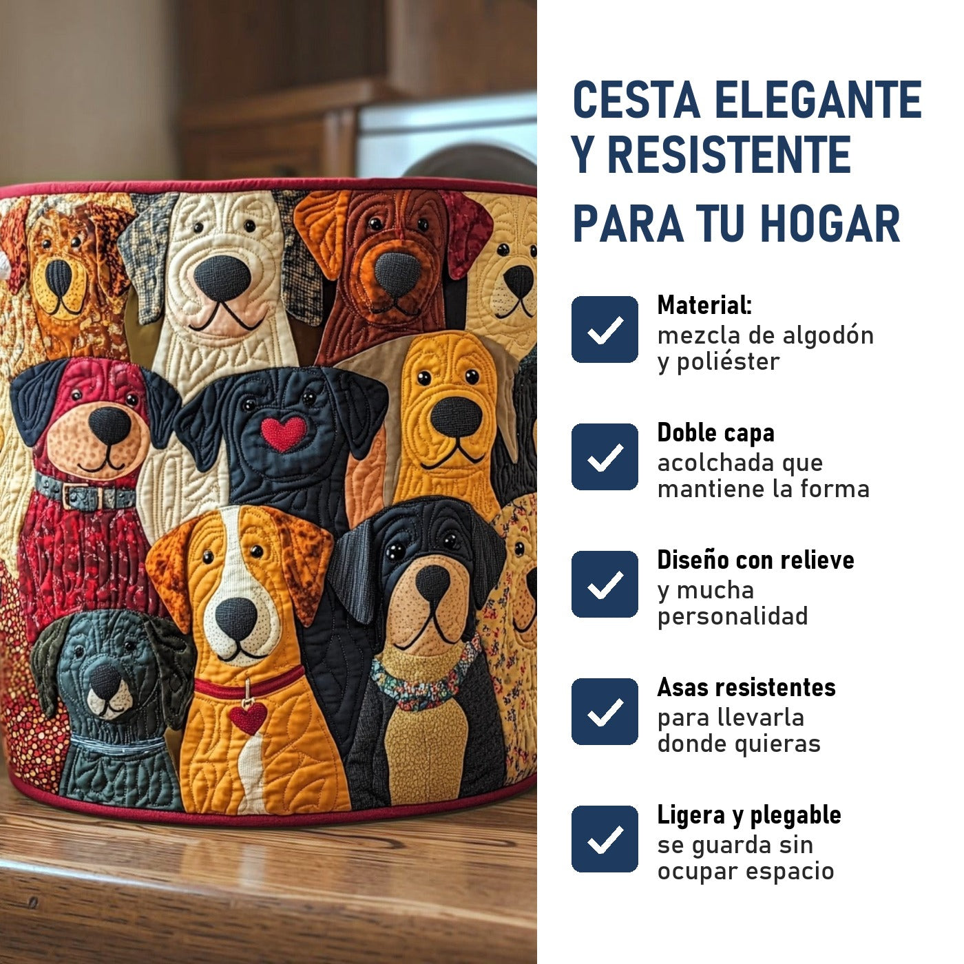 Perros de Colores: cesta elegante y resistente, características