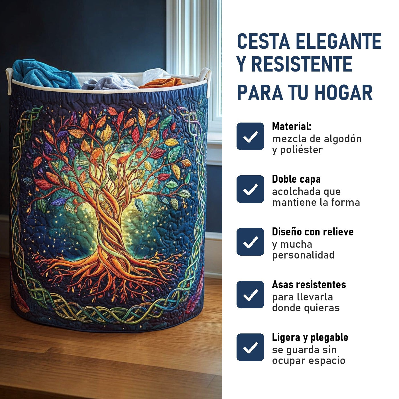 Bosque Encantado: cesta elegante y resistente, características