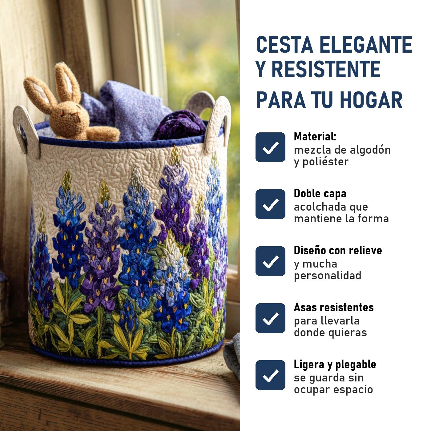 Campo de Flores Silvestres: cesta elegante y resistente, características