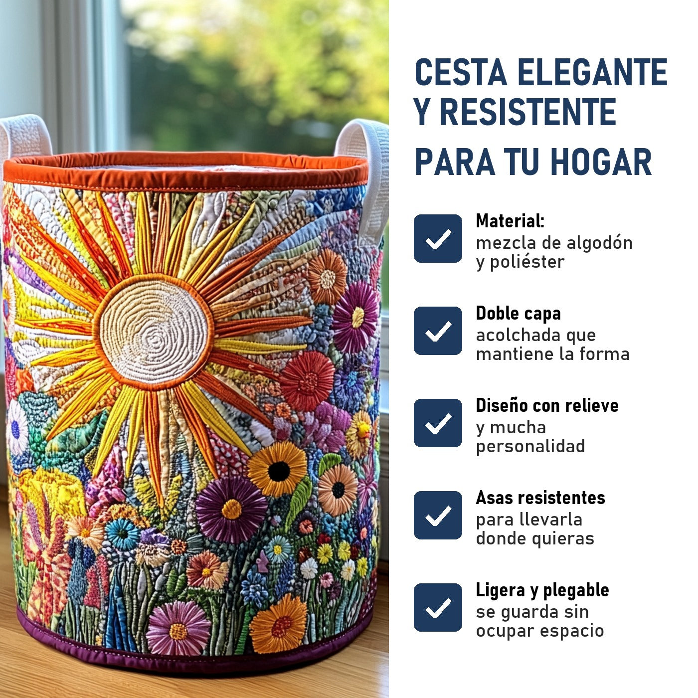 Flor de Girasol: cesta elegante y resistente, características