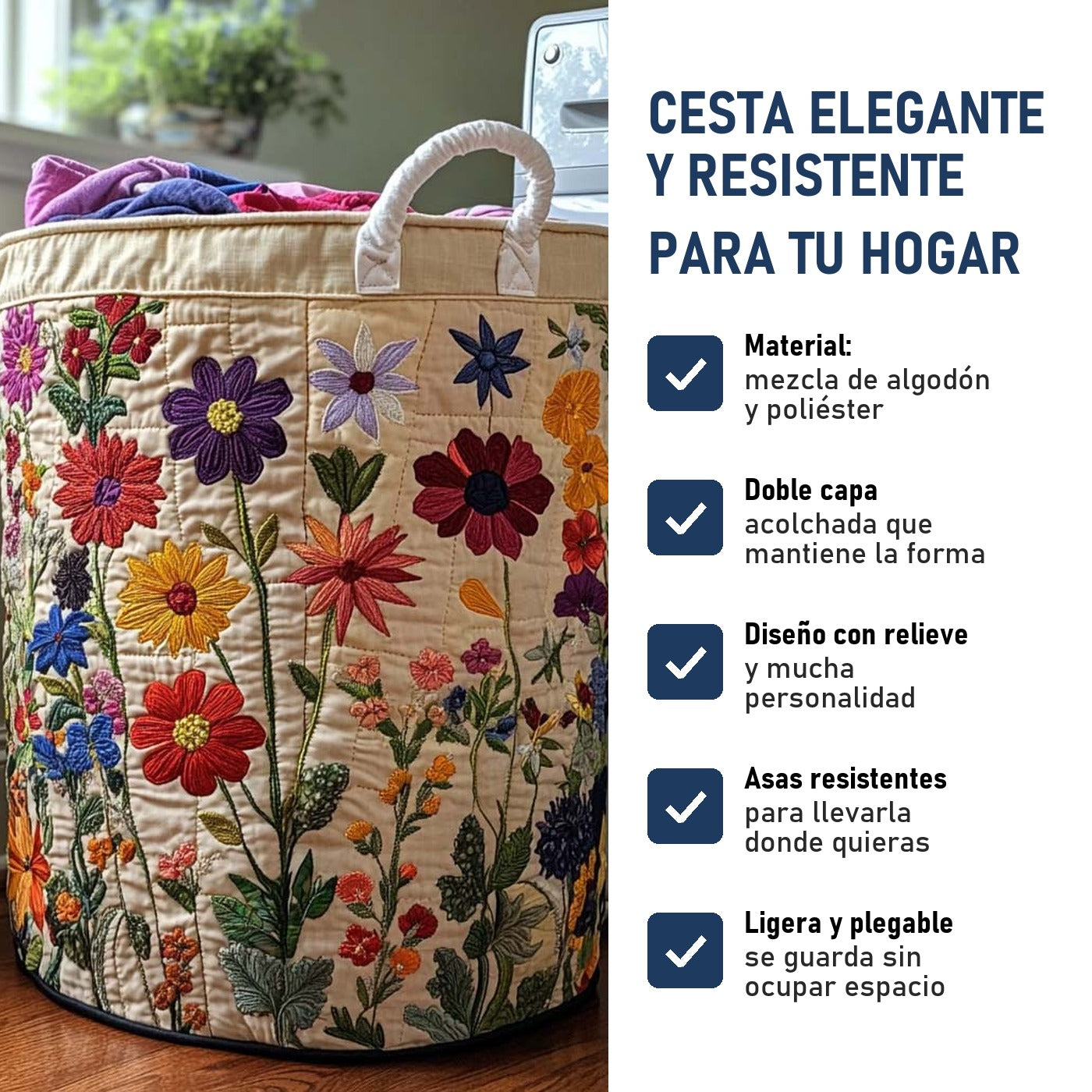 Flores Vivas: cesta elegante y resistente, características