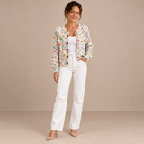 Amelia – Cárdigan de Punto Floral Pastel - frente