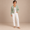 Clara – Cárdigan de Punto Verde Menta Floral - frente