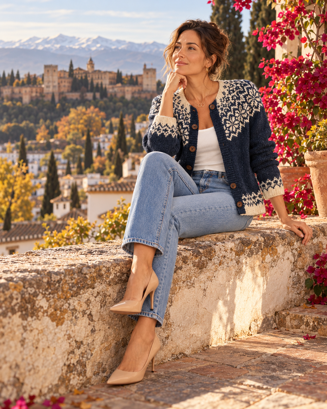 Nieves – Cárdigan de Punto Azul Marino con Copos - en Granada 3