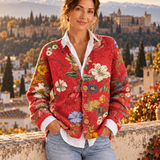 Carmen – Cárdigan de Punto Rojo con Flores - en Granada 4