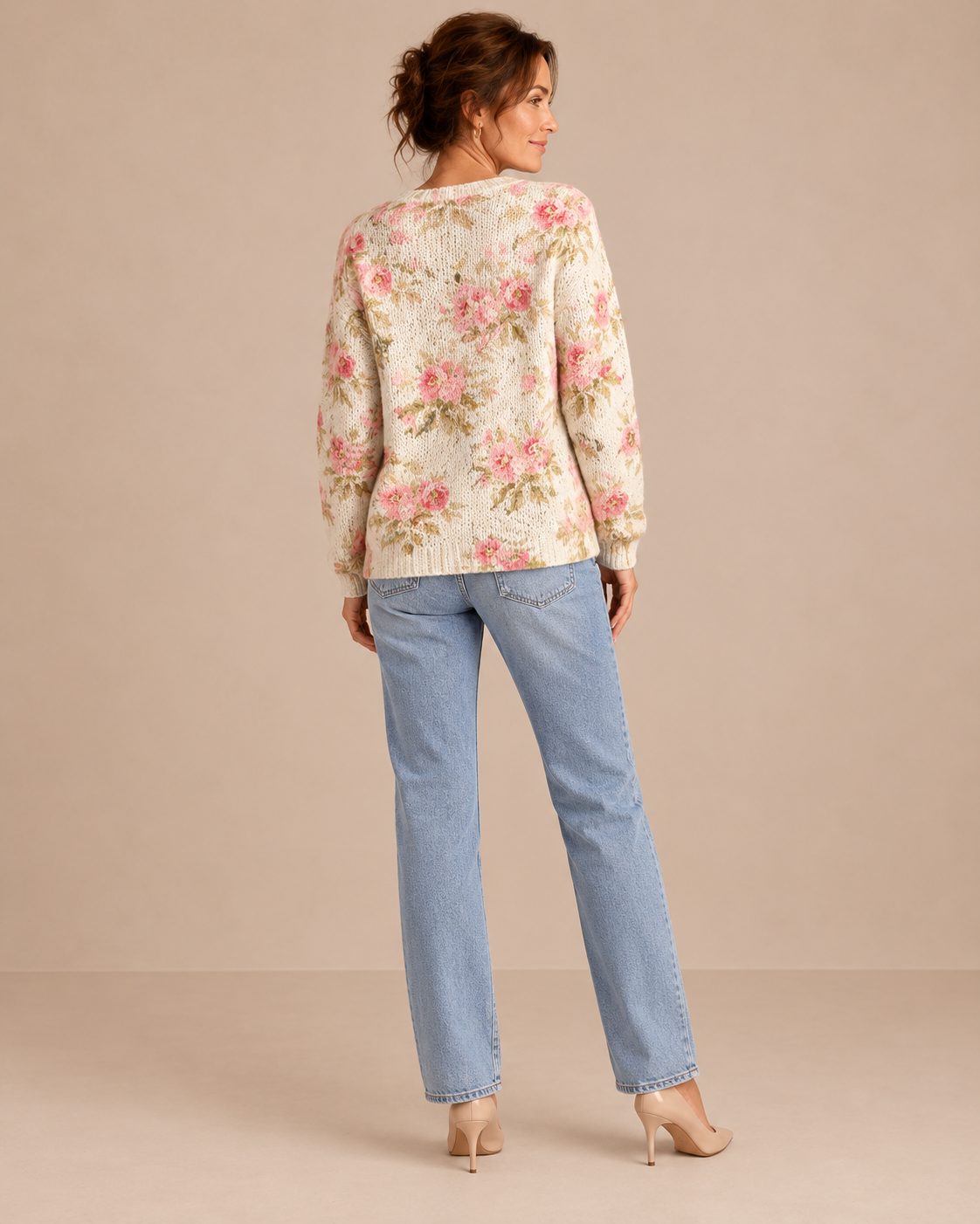Rosa – Cárdigan de Punto con Rosas - espalda