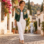 Leonor – Cárdigan de Punto Verde Botella Nórdico - paseo por Granada