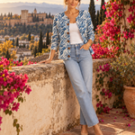 Triana – Cárdigan de Punto Azul y Blanco - en Granada 2