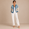 Pilar – Cárdigan de Punto Beige y Azul - frente