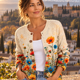 Candela – Cárdigan de Punto Jardín de Flores - flores silvestres crema retrato alhambra