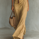 Maxivestido con cuello de solapa y manga larga