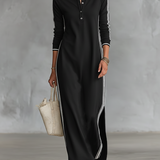 Vestido Maxi de Sudadera con Cuello de Botón