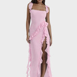 Amira - Vestido largo ciruela oscuro