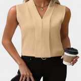 Nele Blusa Sin Mangas con Escote en V y Corte Fluido