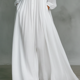 Vestido Maxi de Lino Patchwork con Cuello Alto