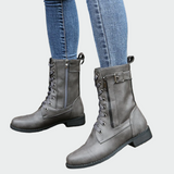 Patricia - Botas Ortopédicas de Cuero Estilo Militar para Mujer