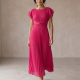 Iria | Vestido Maxi Plisado con Cintura Anudada