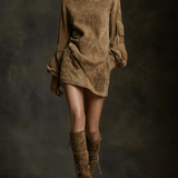 Livia ❘ Vestido mini oversize de ante con cuello alto