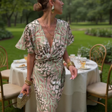 Jara | Vestido Midi Estampado en Tonos Cobre