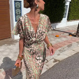 Jara | Vestido Midi Estampado en Tonos Cobre