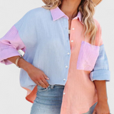 Juniper Blusa de Botones en Bloque de Color