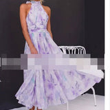 Garazi | Vestido Maxi Halter de Acuarela