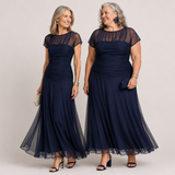 Imelda | Vestido de Gasa con Cuello Redondo